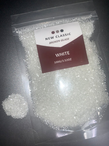 WHITE BROKEN GLASS 100 GRAMS (SMALL GLASS)