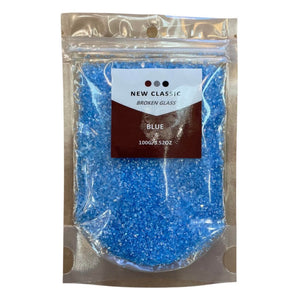 BLUE BROKEN SMALL GLASS - 100 GRAMS